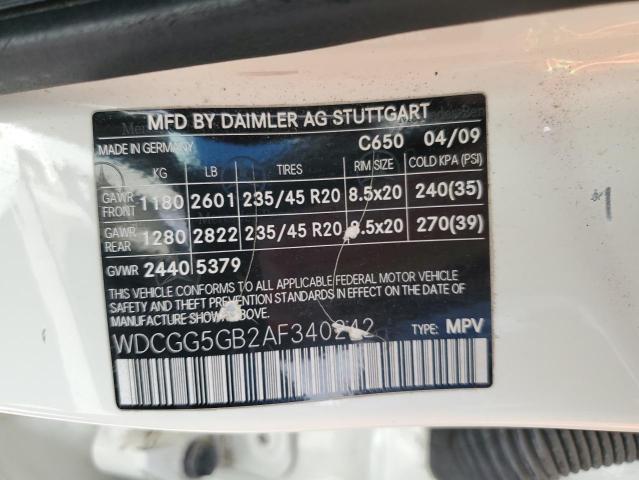 WDCGG5GB2AF340242 - 2010 MERCEDES-BENZ GLK 350 WHITE photo 12