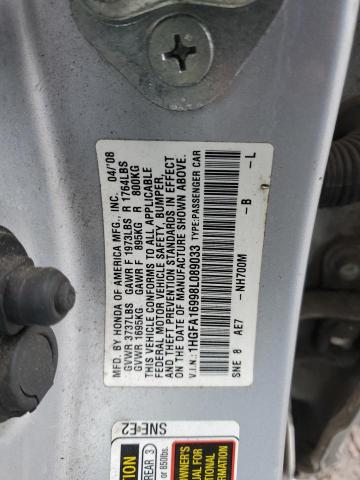 1HGFA16998L089033 - 2008 HONDA CIVIC EXL SILVER photo 13