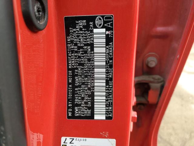 2T1KR32E67C663064 - 2007 TOYOTA COROLLA MA XR RED photo 12