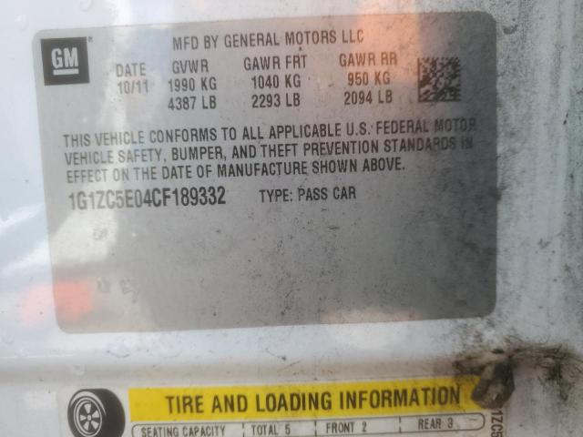 1G1ZC5E04CF189332 - 2012 CHEVROLET MALIBU 1LT 白色 照片 13