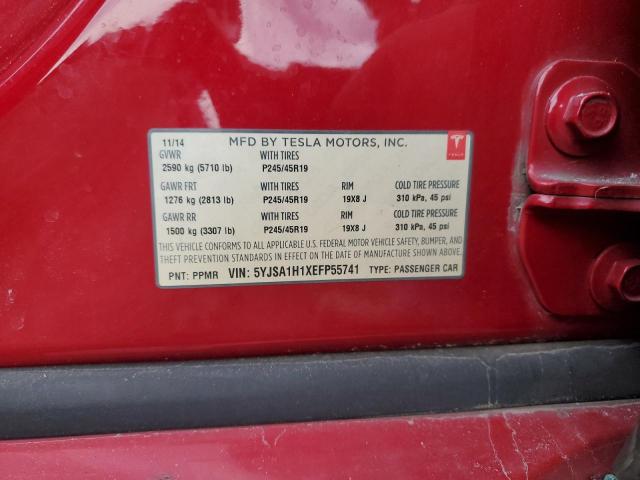 5YJSA1H1XEFP55741 - 2014 TESLA MODEL S RED photo 12
