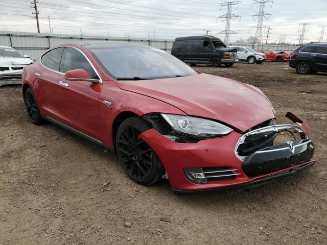5YJSA1H1XEFP55741 - 2014 TESLA MODEL S RED photo 4