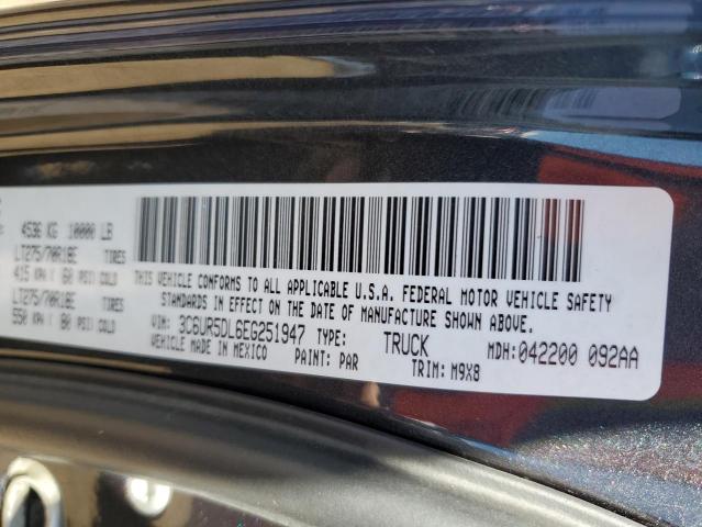 3C6UR5DL6EG251947 - 2014 RAM 2500 SLT შავი ფოტო 12