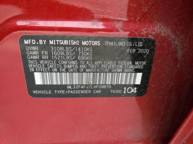 ML32F4FJ7LHF09870 - 2020 MITSUBISHI MIRAGE G4 SE RED photo 12