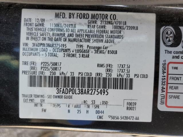 3FADP0L38AR275495 - 2010 FORD FUSION HYBRID BLACK photo 12