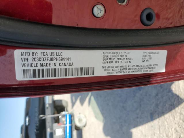 2C3CDZFJ0PH694141 - 2023 DODGE CHALLENGER R/T SCAT PACK BURGUNDY photo 11