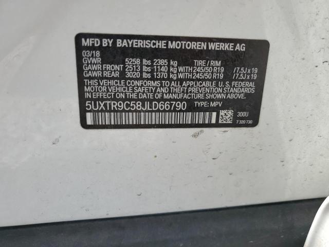 5UXTR9C58JLD66790 - 2018 BMW X3 XDRIVE30I WHITE photo 13
