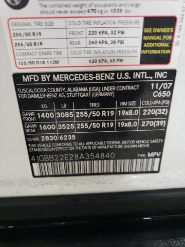 4JGBB22E28A354840 - 2008 MERCEDES-BENZ ML 320 CDI WHITE photo 12