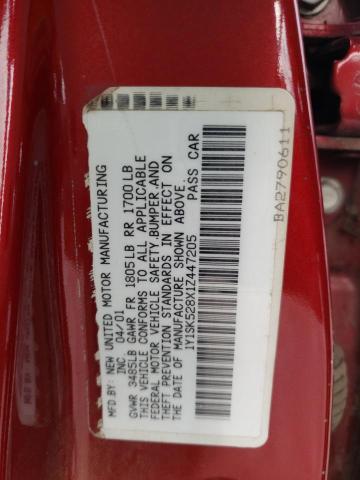 1Y1SK528X1Z447205 - 2001 CHEVROLET GEO PRIZM BASE RED photo 12