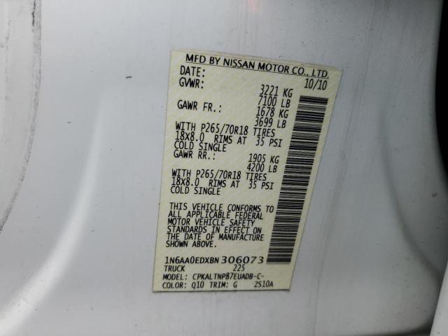 1N6AA0EDXBN306073 - 2011 NISSAN TITAN S 白色 照片 13