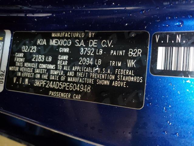 3KPF24AD5PE604948 - 2023 KIA FORTE LX BLUE photo 12