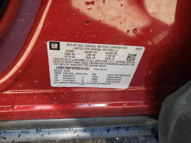 LRBFZNR46PD026106 - 2023 BUICK ENVISION ESSENCE Բորդո լուսանկար 12