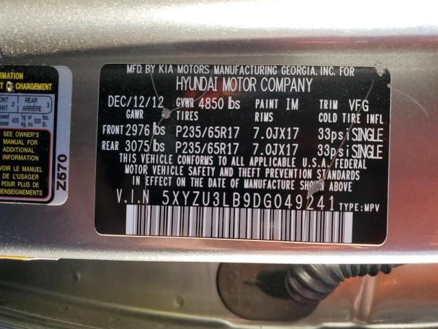 5XYZU3LB9DG049241 - 2013 HYUNDAI SANTA FE S SILVER photo 13