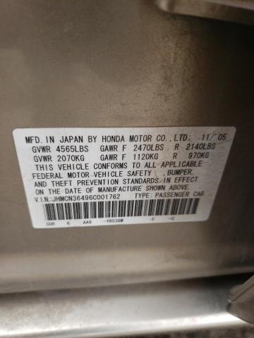 JHMCN36496C001762 - 2006 HONDA ACCORD HYBRID GOLD photo 12