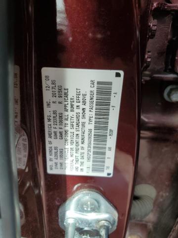 1HGCP263X9A090546 - 2009 HONDA ACCORD LX MAROON photo 12