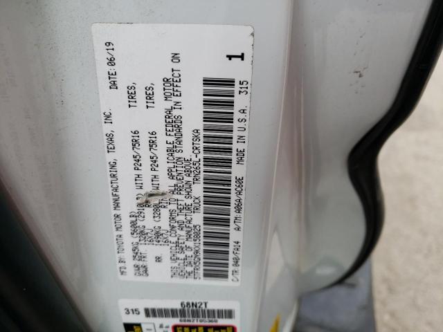 5TFRX5GN9KX158025 - 2019 TOYOTA TACOMA ACCESS CAB თეთრი ფოტო 12