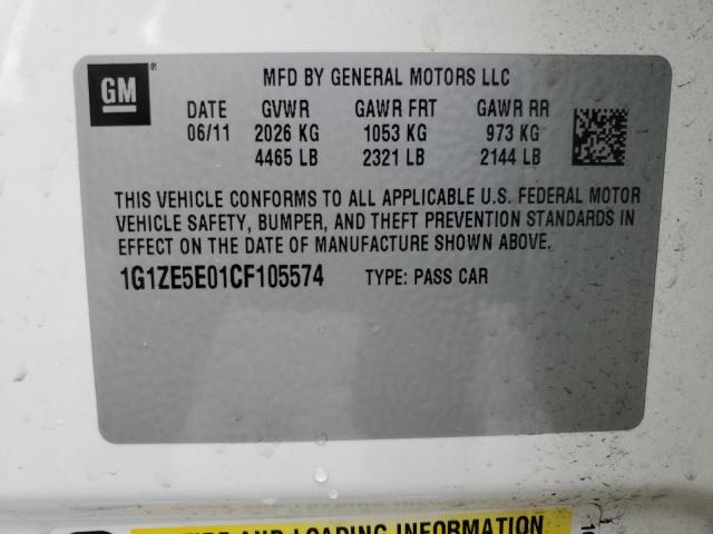 1G1ZE5E01CF105574 - 2012 CHEVROLET MALIBU LTZ თეთრი ფოტო 12