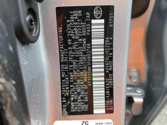 4T1T11AK1PU803768 - 2023 TOYOTA CAMRY SE NIGHT SHADE SILVER photo 12