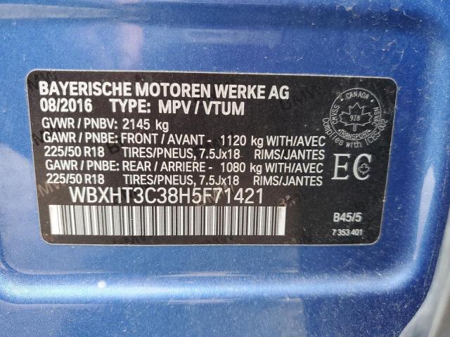 WBXHT3C38H5F71421 - 2017 BMW X1 XDRIVE28I BLUE photo 13