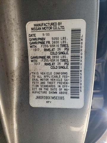 JN8DR09XX1W563065 - 2001 NISSAN PATHFINDER LE 银色 照片 12