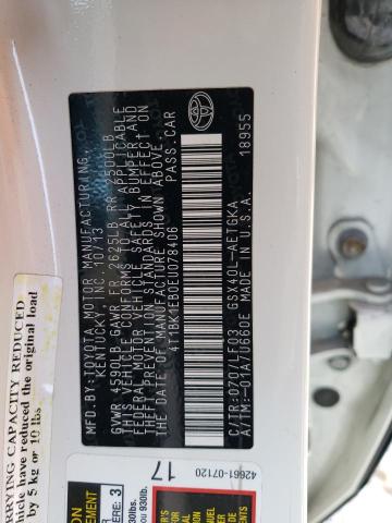 4T1BK1EB0EU078406 - 2014 TOYOTA AVALON BASE 白色 照片 13