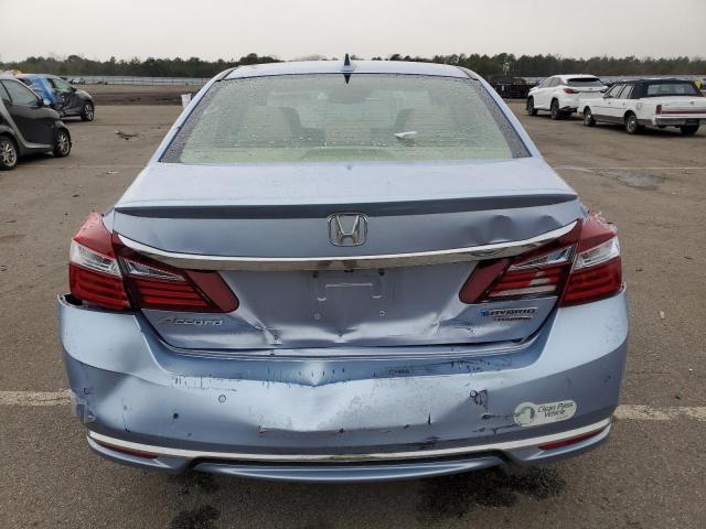 JHMCR6F77HC017722 - 2017 HONDA ACCORD TOURING HYBRID BLUE photo 6