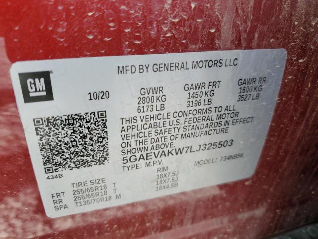 5GAEVAKW7LJ325503 - 2020 BUICK ENCLAVE ESSENCE წითელი ფოტო 14