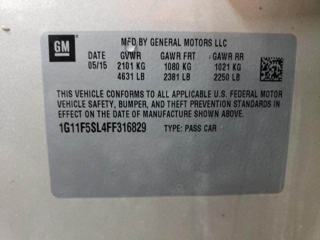 1G11F5SL4FF316829 - 2015 CHEVROLET MALIBU LTZ ოქროსფერი ფოტო 12