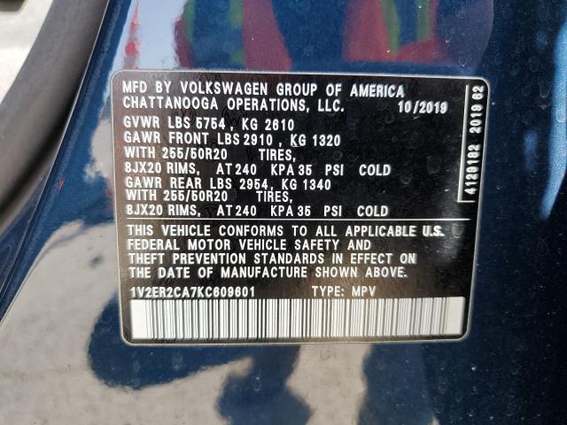 1V2ER2CA7KC609601 - 2019 VOLKSWAGEN ATLAS SEL Mavi foto 13