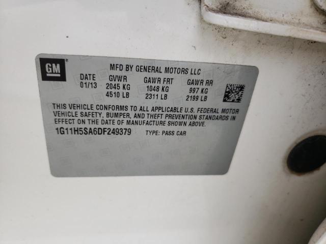 1G11H5SA6DF249379 - 2013 CHEVROLET MALIBU LTZ თეთრი ფოტო 12
