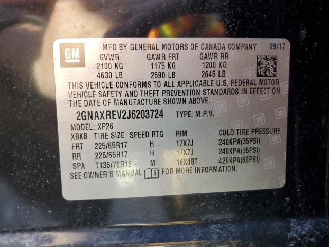 2GNAXREV2J6203724 - 2018 CHEVROLET EQUINOX LS BLACK photo 13