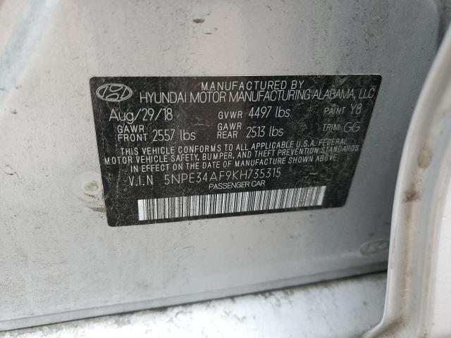 5NPE34AF9KH735315 - 2019 HYUNDAI SONATA LIMITED GRAY photo 12