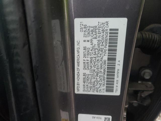 19UUB5F54MA012990 - 2021 ACURA TLX TECH A GRAY photo 12