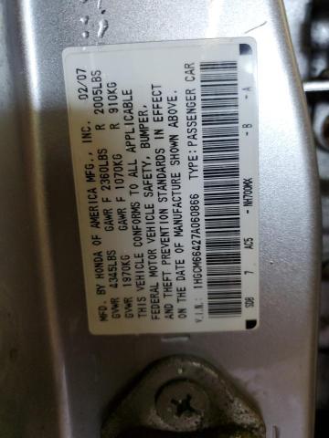 1HGCM66427A060866 - 2007 HONDA ACCORD SE SILVER photo 12