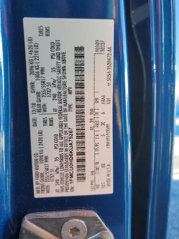 1FMCU0HD6KUA75267 - 2019 FORD ESCAPE SEL 蓝色 照片 14