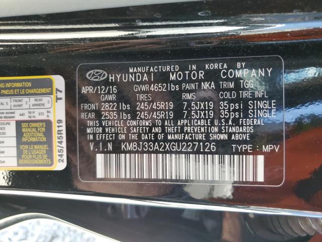 KM8J33A2XGU227126 - 2016 HYUNDAI TUCSON LIMITED BLACK photo 12