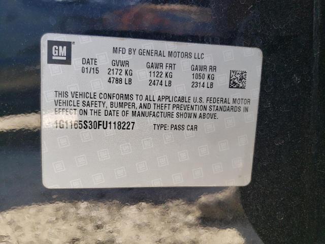 1G1165S30FU118227 - 2015 CHEVROLET IMPALA LTZ BLACK photo 12