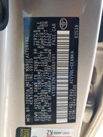 4T1BE32K16U669191 - 2006 TOYOTA CAMRY LE TAN photo 12