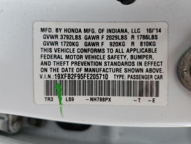19XFB2F95FE205710 - 2015 HONDA CIVIC EXL WHITE photo 12