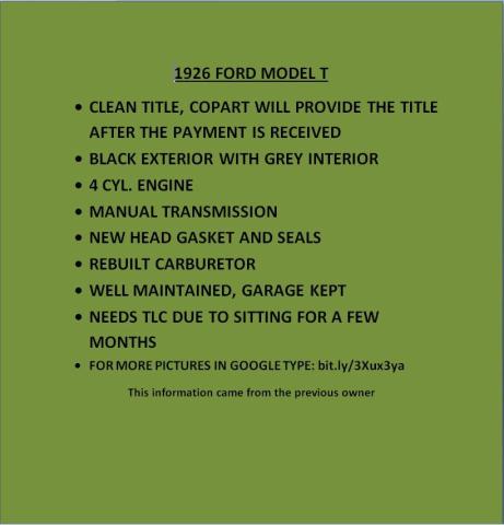 13727924 - 1926 FORD MODEL T Czarny zdjęcie 13