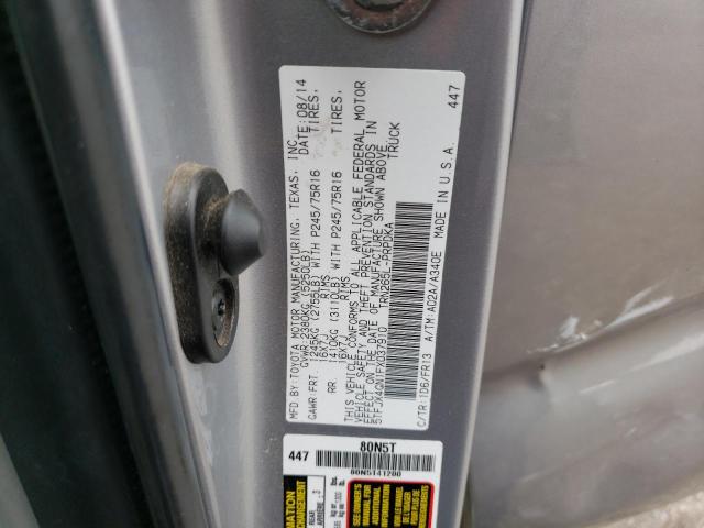 5TFJX4GN1FX037910 - 2015 TOYOTA TACOMA DOUBLE CAB PRERUNNER GRAY photo 12