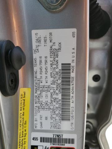 5TFJU4GN2FX083478 - 2015 TOYOTA TACOMA DOUBLE CAB PRERUNNER SILVER photo 12