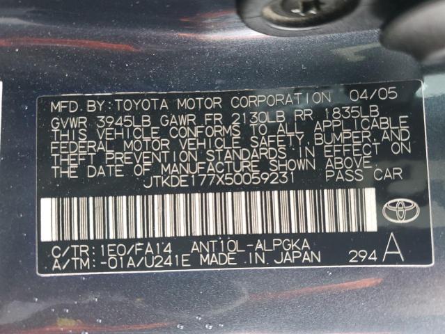 JTKDE177X50059231 - 2005 TOYOTA SCION TC GRAY photo 12