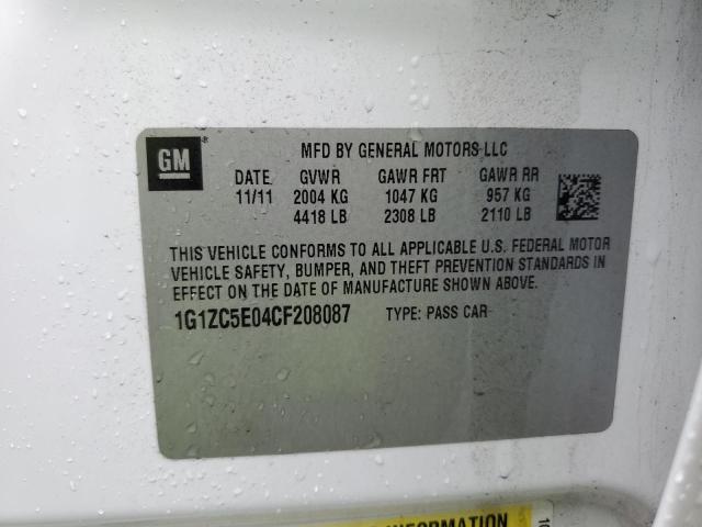 1G1ZC5E04CF208087 - 2012 CHEVROLET MALIBU 1LT 白色 照片 12