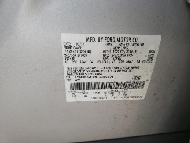 1FM5K8AR1FGB03595 - 2015 FORD EXPLORER POLICE INTERCEPTOR Gümüş foto 13