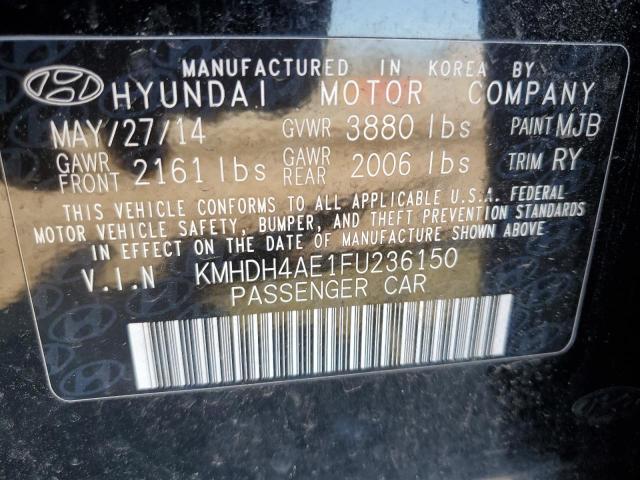 KMHDH4AE1FU236150 - 2015 HYUNDAI ELANTRA SE BLACK photo 12