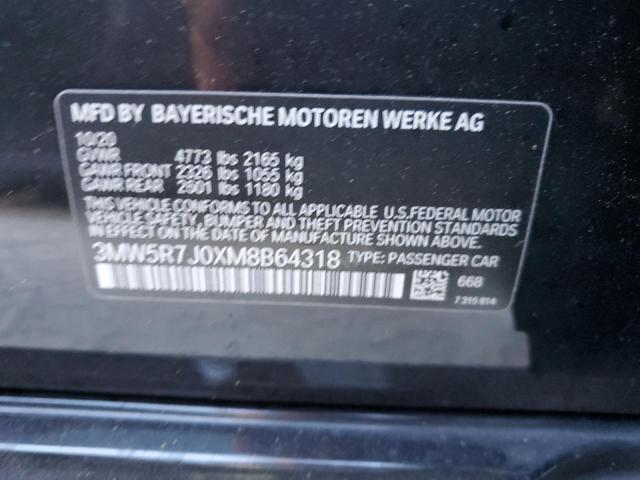 3MW5R7J0XM8B64318 - 2021 BMW 330XI Negro foto 12