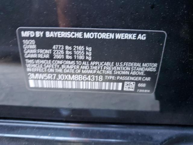 3MW5R7J0XM8B64318 - 2021 BMW 330XI BLACK photo 12