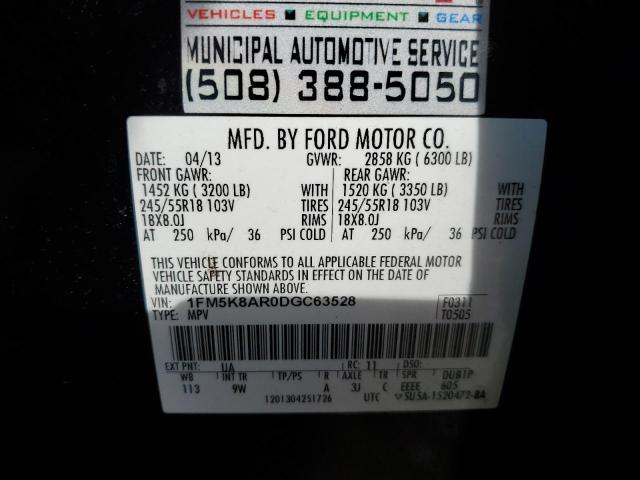 1FM5K8AR0DGC63528 - 2013 FORD EXPLORER POLICE INTERCEPTOR 黑色 照片 13