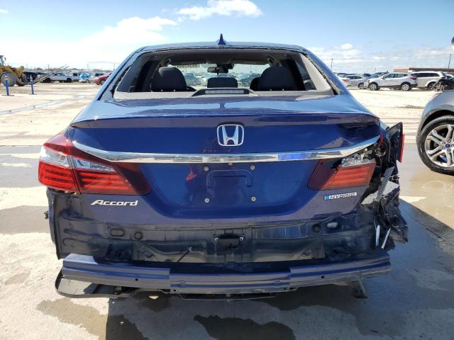 JHMCR6F31HC010908 - 2017 HONDA ACCORD HYBRID BLUE photo 6